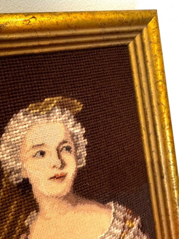 Vintage Needlework Tapestry of Madame Sophie, Hand-made, Professionally Framed gallery