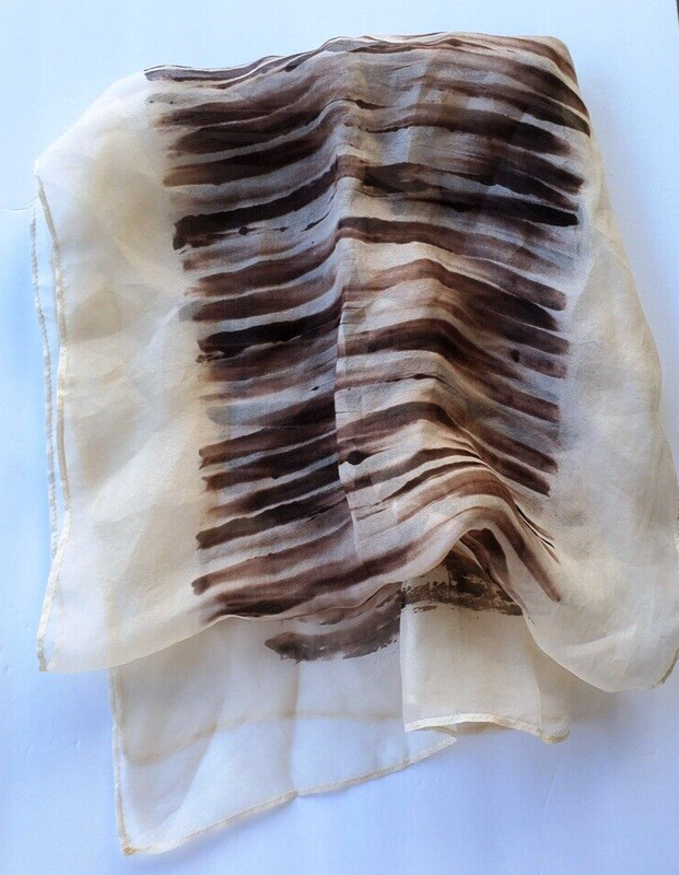 Vintage Hand-Dyed Silk Chiffon Scarf/Shawl Israel Fiber Artist Michelle Marcuse