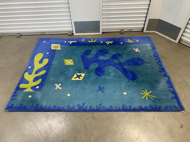 🔥 Fine Vintage Italian Modern Henri MATISSE Abstract Art Tapestry Rug, 1980s