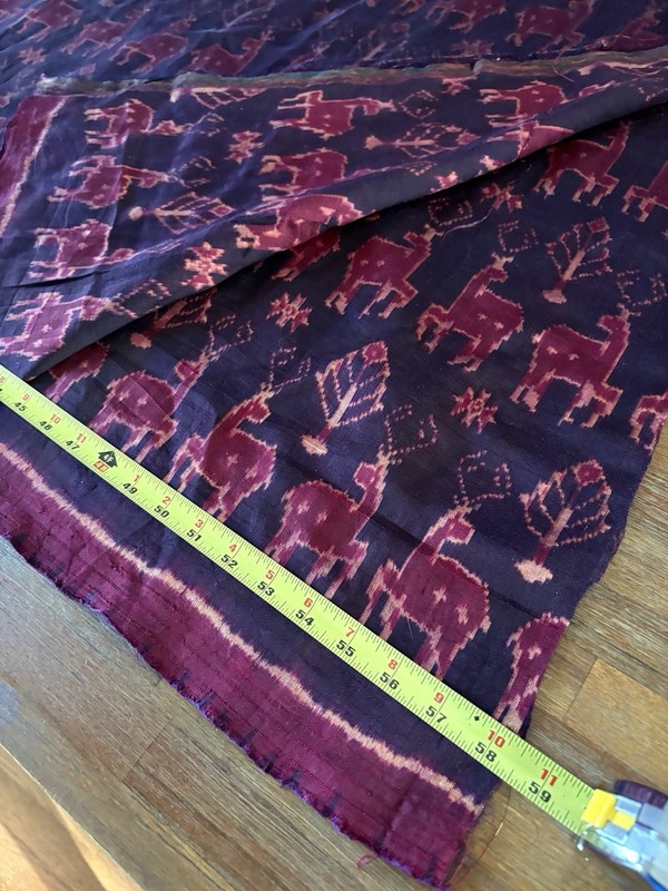 Silk Pidan Pedan Ikat Antelope Figurative Textile Fabric Purple Cambodia 116x37” gallery