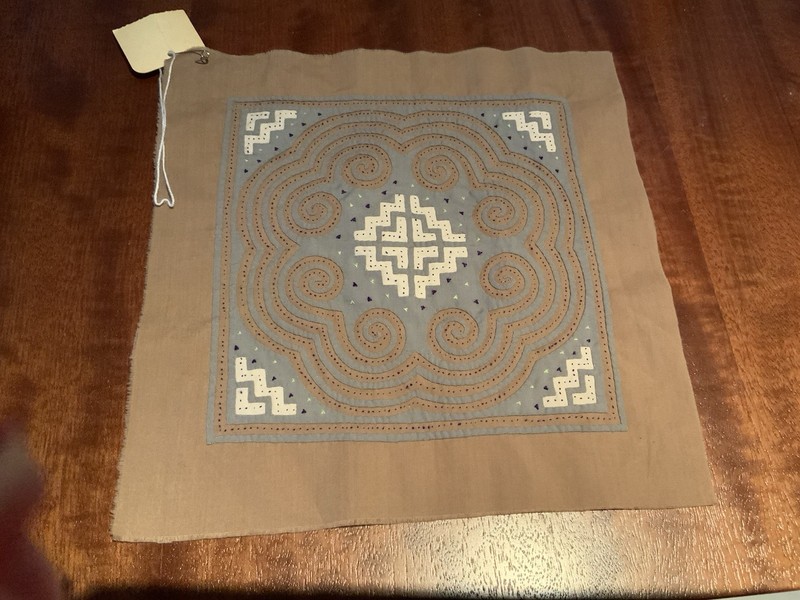 Hand embroidered Hmong textile for framing or pillow 9.5″ x 9.5″