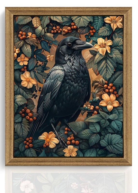 ICHZUMW Gothic Raven Decor Canvas Wall Art, Victorian Crow Pictures, Vintage …