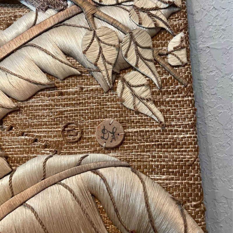 Don Freedman 1993 woven art Tropical Toucans Jute Silk Blend Vintage Decor gallery