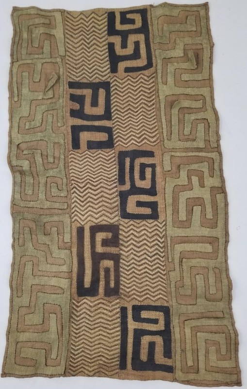 Vintage African Kuba Cloth Raffia Appliqué Tribal Textile Panel 100x58cm