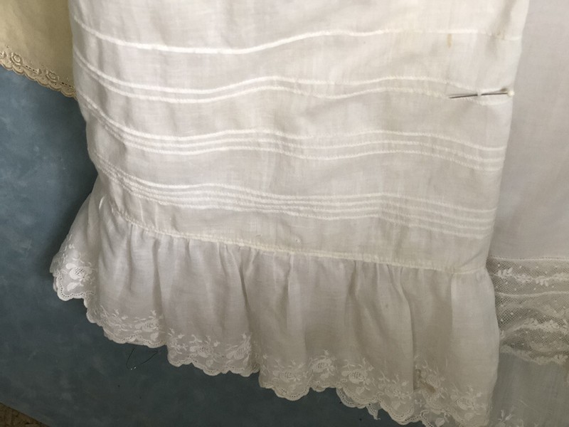 Antique Christening Dress 3 pieces handmade orig gold plated closure 100 yrs gallery