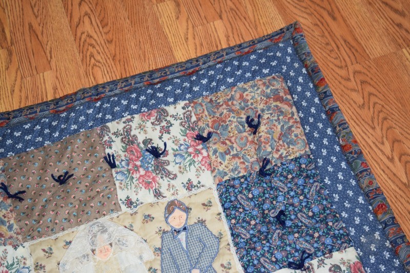 Vintage Country Wedding Couple Folk Art Tapestry Quilt Log Cabin Wall Decor gallery