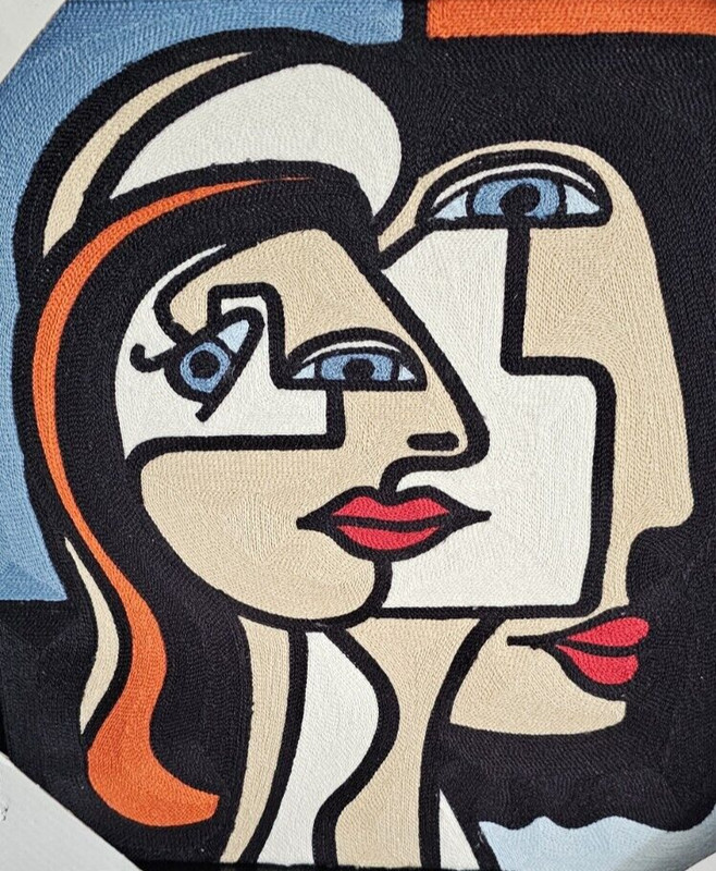 BP Home Picasso Face Cubism 17×17 Woven Embroidered Textile Wall Art