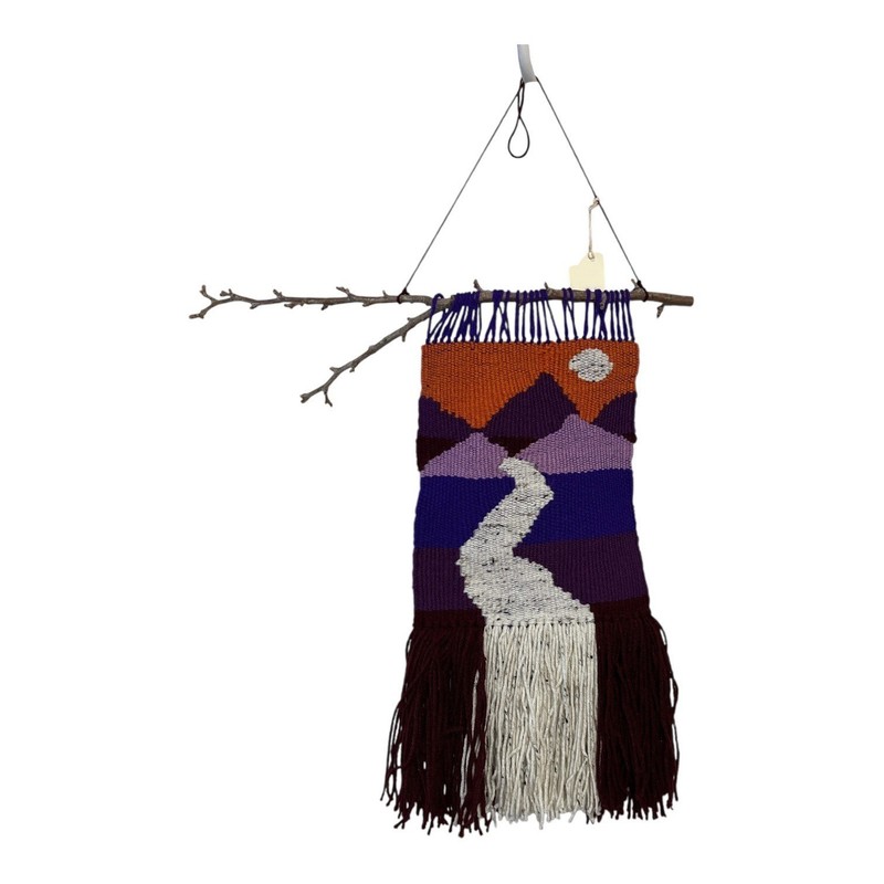 The Yarn Sculptor Woven Wall Hanging Mountain Landscape Fiber Art Textile 28×22