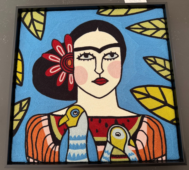 BP Home Textile Embroidered Woven Wall Art Frida Kahlo inspired Woman Birds (Sh8