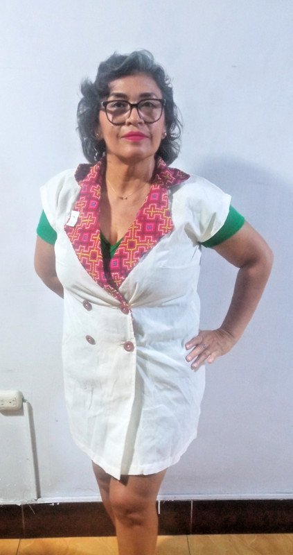 Shipibo Native blouse adorned with embroidery cloth (tocuyo cloth)