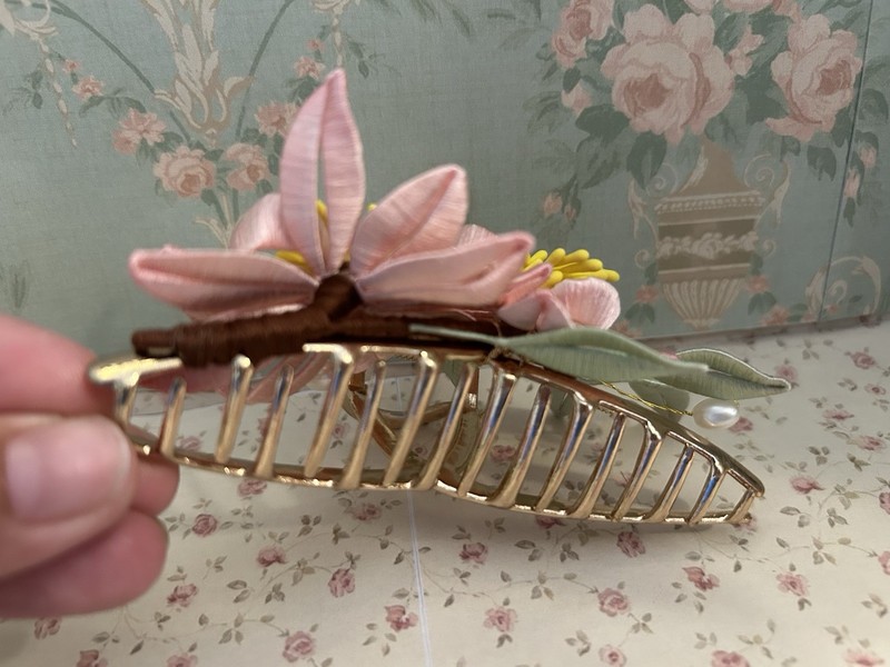 Vintage Mulberry Silk Hand Wrapped Flowers Chinese Traditional Chanhua hair claw gallery