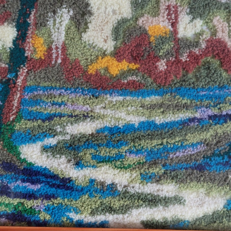 Woodland Forest Punch Needle? Picture Framed Tapestry Landscape 43x35cm WEAR gallery