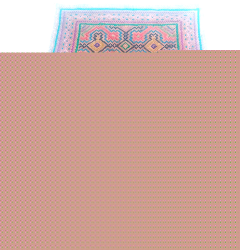 Shipibo Native Hand Embroidery Kene Design Ceremonial, textile 23″x15″