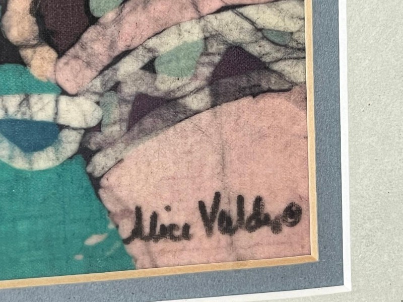 Vintage Alice Valdez Fabric Batik Art of Native American Woman Children Sleeping gallery