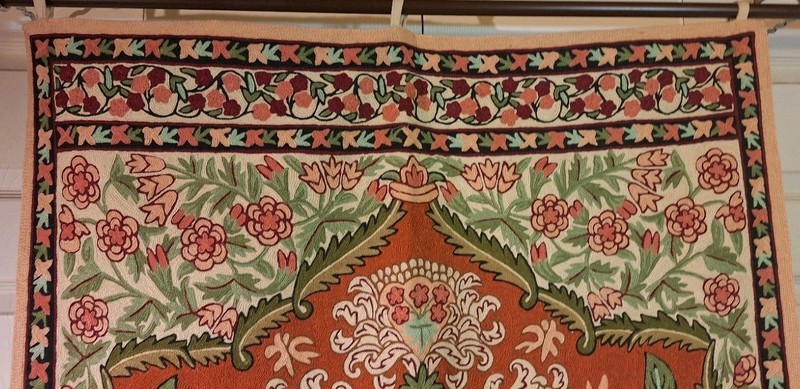 Hanging Wall Art Hand Emroidered Rug Wool on Cotton Hand Crafted in Kashmir Z14 gallery