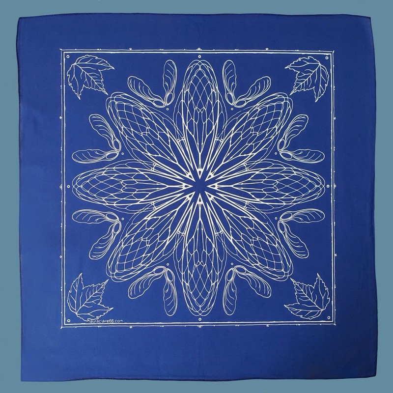Cicada Wing Bandana Design by lauraclaire66, blue/white