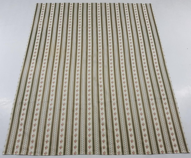Vintage French Floral Striped Brocade Fabric Panel 64×53 inches
