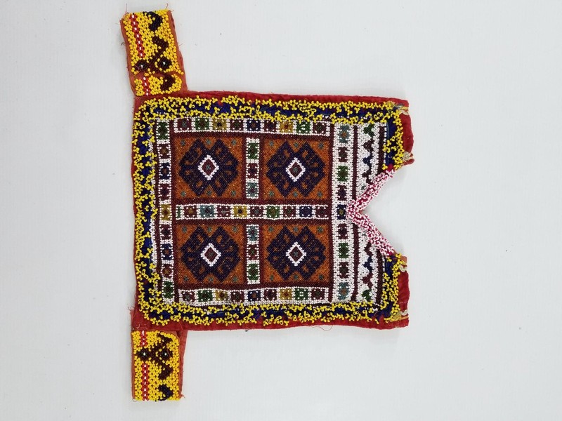 Vintage Traditional Afghan Kuchi Hand Beaded Neck Panel L:29 B:24 S:24cms