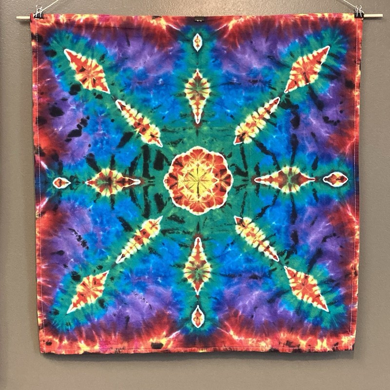 Handmade Tie Dye Mandala Flower Small Tapestry on 100% Cotton