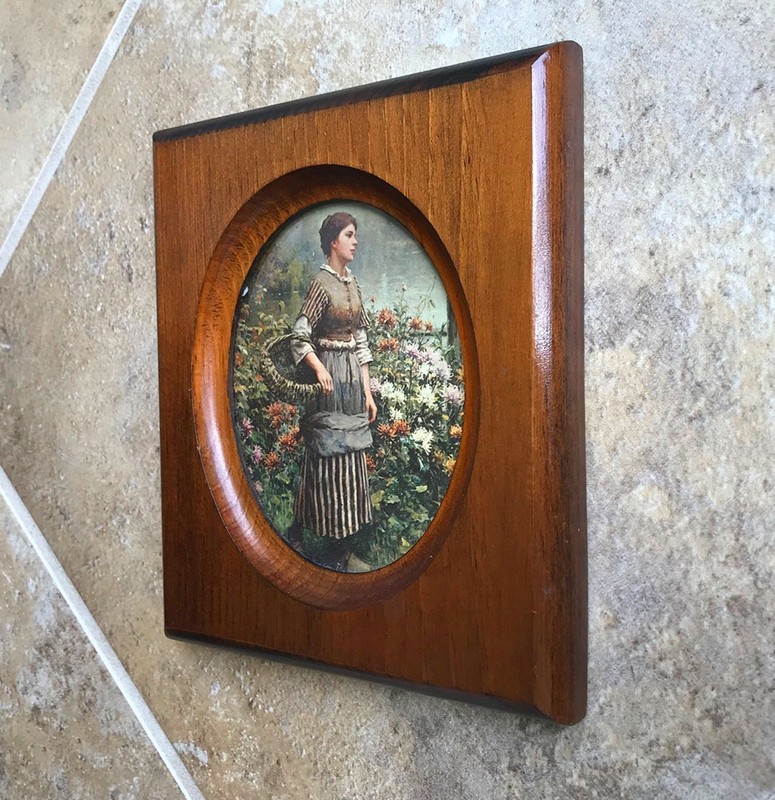 Vintage Farmhouse Cottage Art Print in Wood Frame Picture Print 6 x 7 x .75" gallery