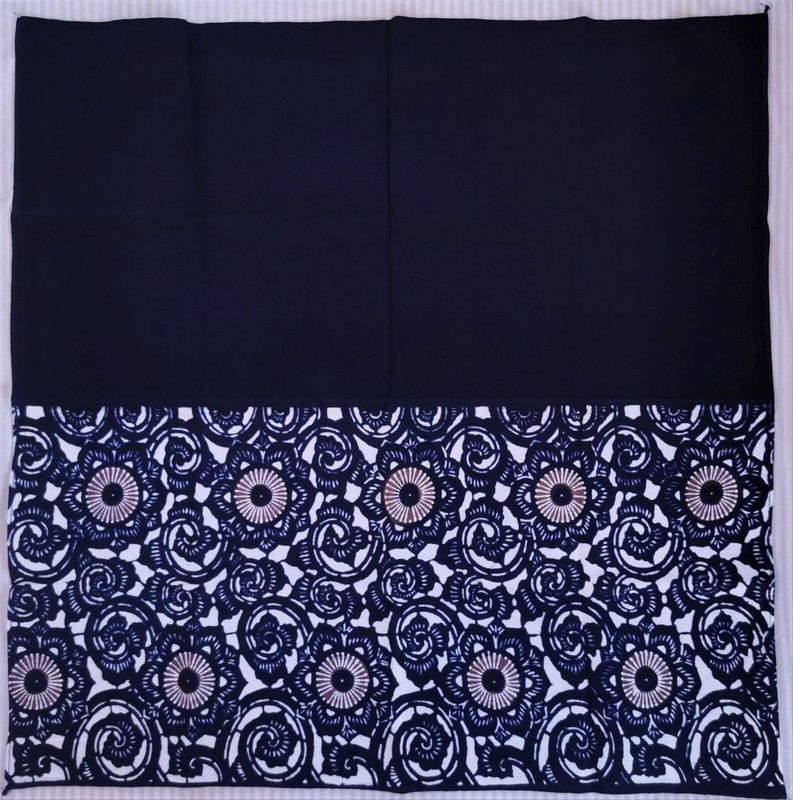 Beautiful Abstract Japanese Indigo Dyed Furoshiki Wrapping Fabric 29″x30″ Flower
