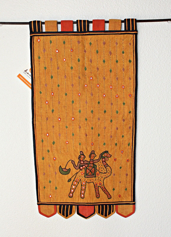 NWT HANSIBA Embroidered Picture Wall Hanging Cotton Camel People 27.5″ x 14″ #02