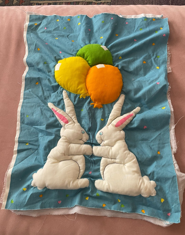 Int’l Printworks Fabric Wallhanging COUPLES TRAPUNTO Vintage Retro Mid Century