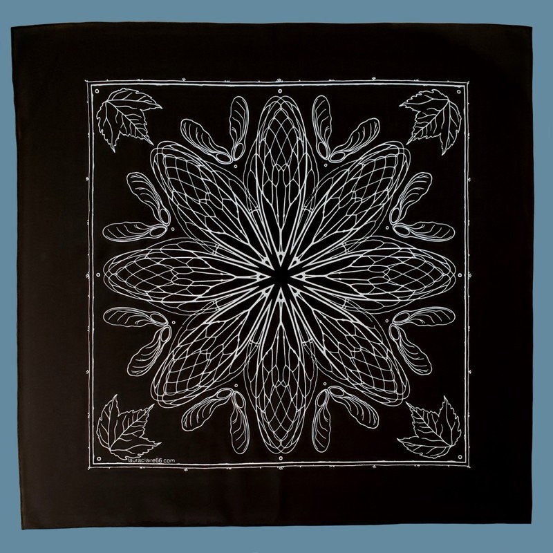 Cicada Wing Bandana Design by lauraclaire66, black/white