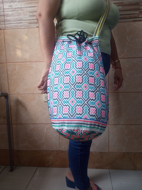 Shipibo Native Hand Embroidery Kene Design shoulder bag