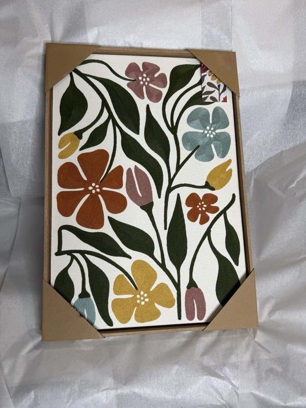 BP Home Textile Wall Art Framed Floral Botanical Modern Folk Art Flower Design