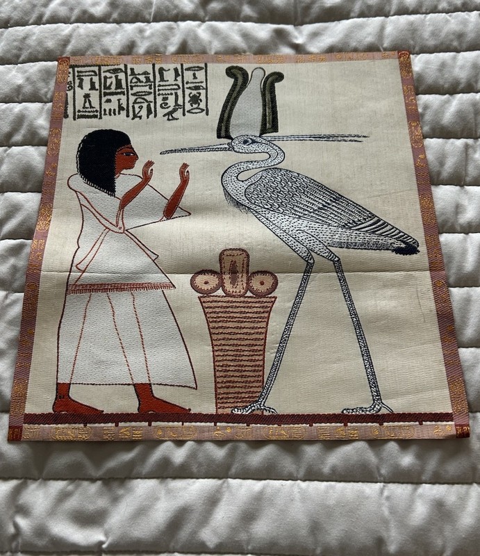 Artisan Reproduction Of Egyptian Tomb Painting Intricate Embroidery Needlework**