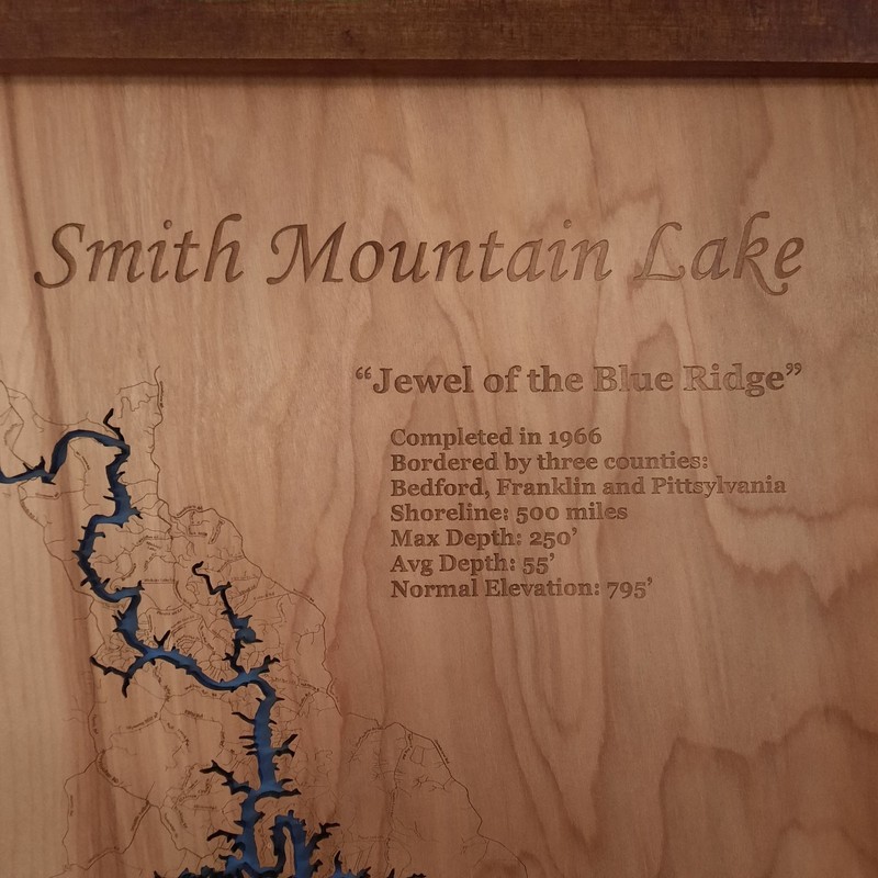 18x27 Smith Mountain Lake Virginia Wood Map Framed Laser Cut 3D Wall Hanging Art gallery