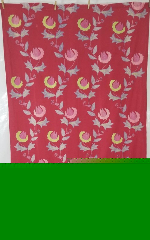 Vintage Traditional Indian Jacobean Inspired Floral Chain Stitch Textile 218×135