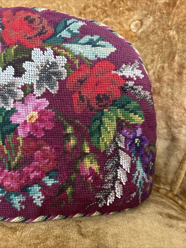 Antique Beadwork Beaded Needlepoint Tea Cosy Victorian Floral Vintage gallery