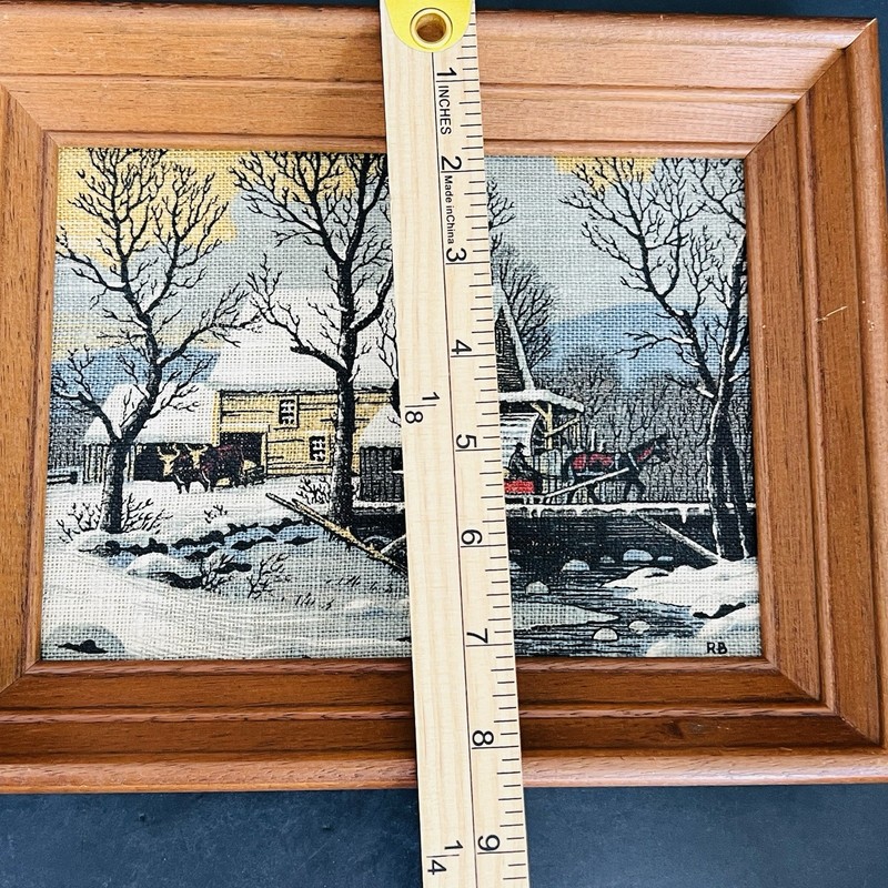 Vtg R. Batchelder Kay Dee Pure Linen Framed Print Winter Scene 10”X8” gallery