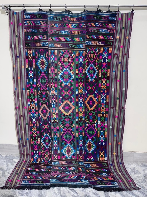 Vintage Bhutanese Kira Handmade Textile Kishuthara, a traditional, handwoven