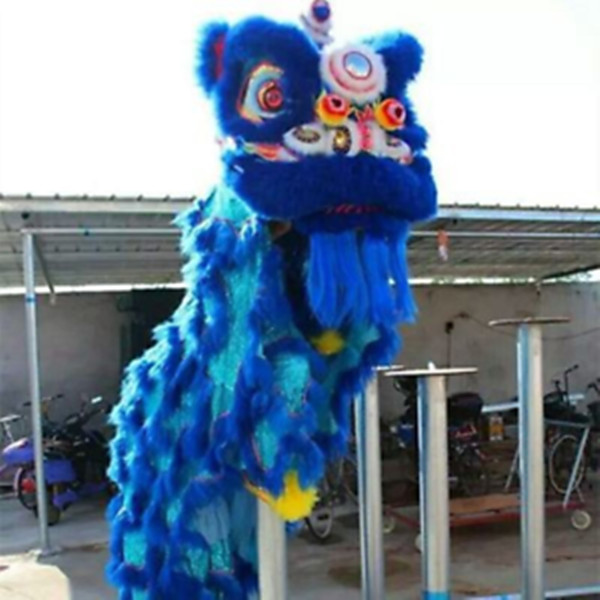Chinese Kung Fu Foshan Lion Dance Mascot Costume Two Adult（Blue ) 佛山舞狮 gallery