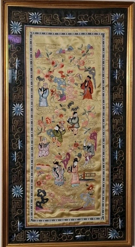 Chinese Art, Silk Portrait Embroidery, In Perspex With Gold Frame (69cm*37cm)