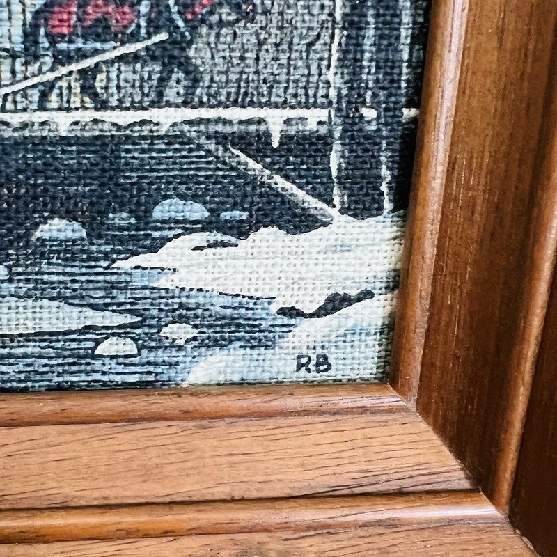Vtg R. Batchelder Kay Dee Pure Linen Framed Print Winter Scene 10”X8” gallery