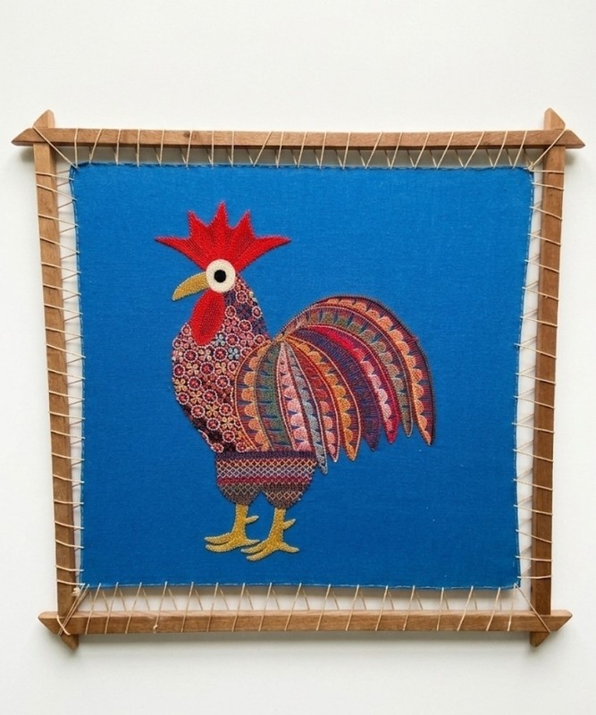 Ñandutí Lacework Rooster Art Wood Frame Itauguá, Paraguay 20.5″ X 20.5″ Read