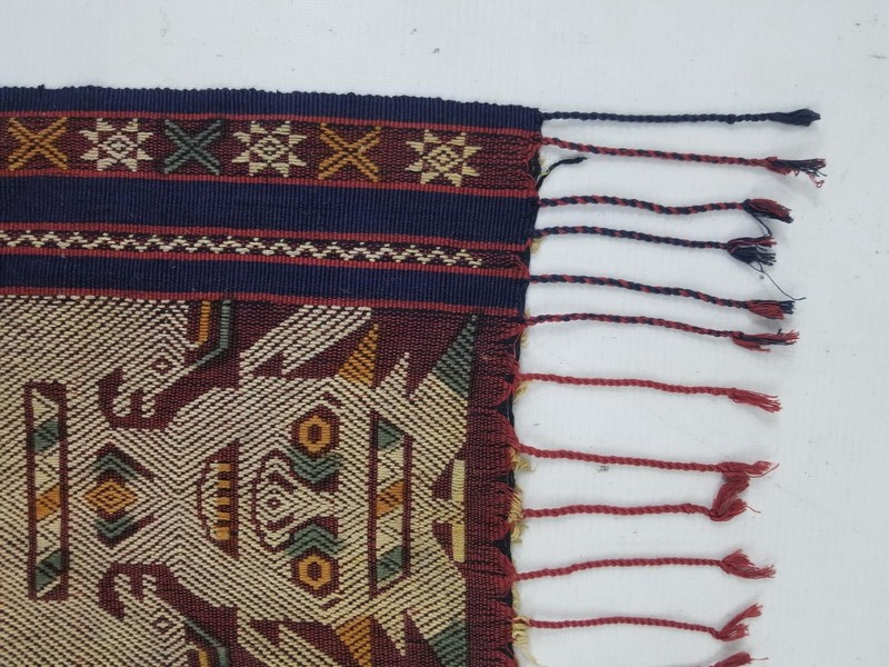 Antique Indonesian Handwoven Borneo Dayak Fringed Edges Textile Ceremonial Cloth gallery
