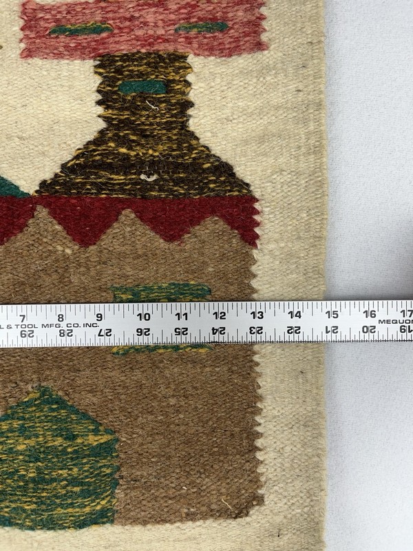 VTG Fiber Art Native Wall Hanging Rough Woven Jute 26" x 15" House & Birds gallery
