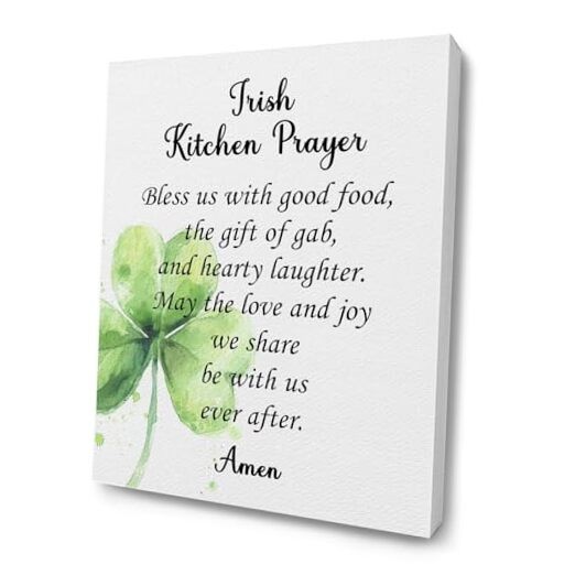 ChissNook Irish Kitchen Prayer Canvas Wall Art Framed, Bless Us with Good Food