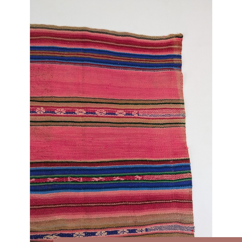 Vintage Traditional Handwoven Bolivian Andean Striped Wool Textile Panel 121x104 gallery