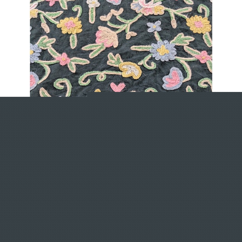 Vintage Kashmiri Crewel Embroidered Floral Wool Fringed Textile 112x50in gallery