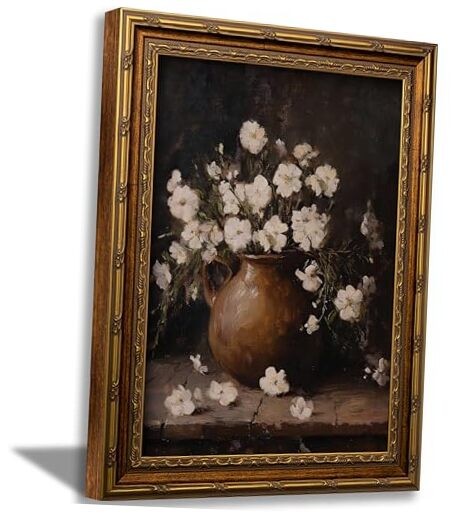 Vintage Gold Framed Wall Art Vintage Flower Still Life 11″L x 9″W Little Flower