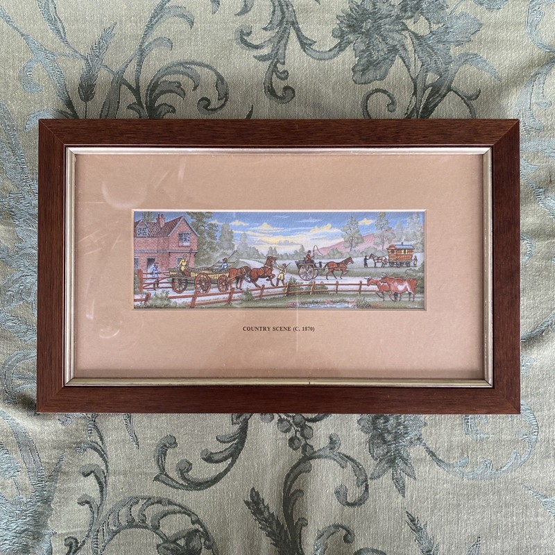 Vintage Cash’s Woven Silk Picture COUNTRY SCENE (C. 1870) England Art Signed