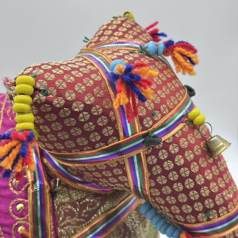 Rajasthani Indian Folk Art Colorful Fabric & Embellishments Large 16 In Elephant gallery