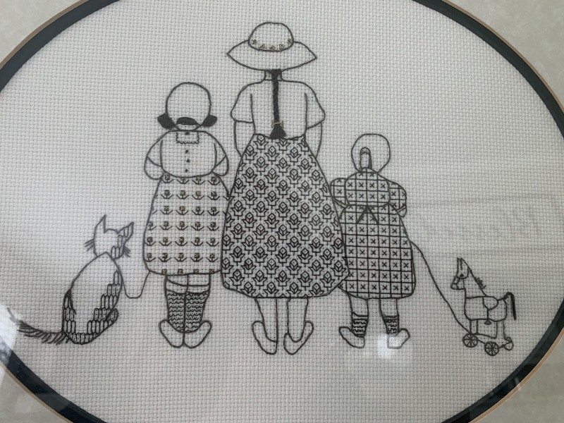 Needlework Picture Wall Art Decor Framed Blackwork Embroidery Handmade Black Art gallery