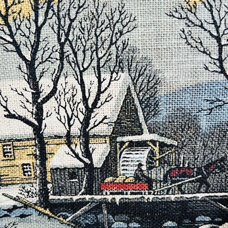 Vtg R. Batchelder Kay Dee Pure Linen Framed Print Winter Scene 10”X8” gallery